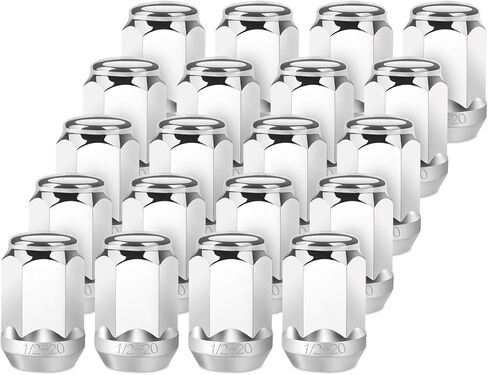 صواميل عروة العجلة 1/2 × 20 - صواميل عروة منتفخة من الكروم - 1.38 بوصة طول 3/4 بوصة سداسية، متوافقة مع شاحنات جيب رانجلر CJ YJ TJ JK فورد موستانج رينجر 20 قطعة in Kuwait