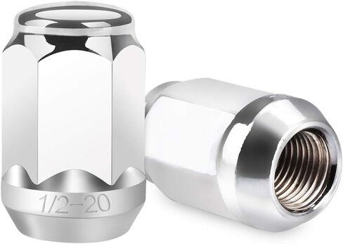 صواميل عروة العجلة 1/2 × 20 - صواميل عروة منتفخة من الكروم - 1.38 بوصة طول 3/4 بوصة سداسية، متوافقة مع شاحنات جيب رانجلر CJ YJ TJ JK فورد موستانج رينجر 20 قطعة in Kuwait