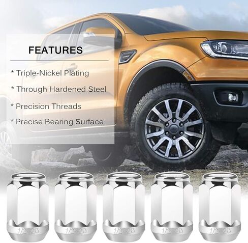 صواميل عروة العجلة 1/2 × 20 - صواميل عروة منتفخة من الكروم - 1.38 بوصة طول 3/4 بوصة سداسية، متوافقة مع شاحنات جيب رانجلر CJ YJ TJ JK فورد موستانج رينجر 20 قطعة in Kuwait