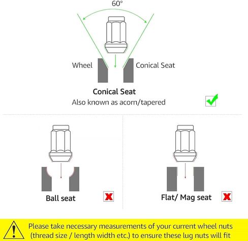 PUENGSI 20 قطعة 9/16-18 صواميل العروة، 1.54 بوصة طول 1.18 بوصة واسعة - صواميل مقعد مخروطية الشكل متوافقة مع 2006-2010 دودج داكوتا، 2004-2009 دودج دورانجو، 2002-2010 دودج رام 1500 in Kuwait