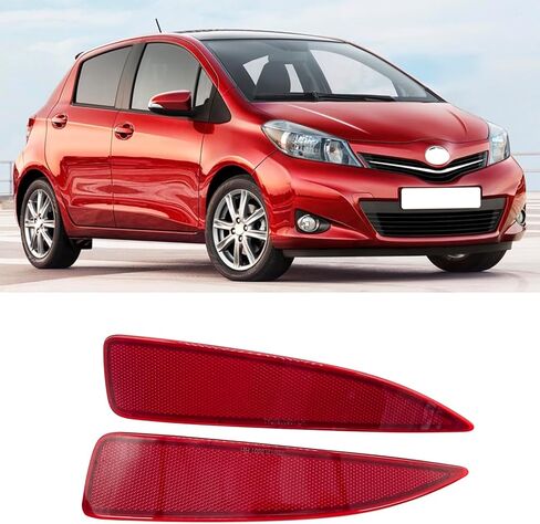 عاكس المصد لسيارة تويوتا ياريس 2012 2013 2014 مجموعة من 2 مصباح خلفي يسار ويمين أضواء ماركر حمراء حواف عدسة in Kuwait