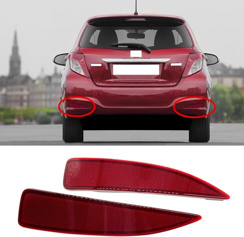 عاكس المصد لسيارة تويوتا ياريس 2012 2013 2014 مجموعة من 2 مصباح خلفي يسار ويمين أضواء ماركر حمراء حواف عدسة in Kuwait