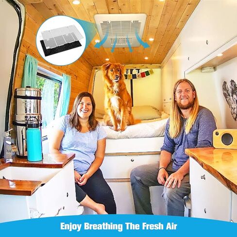 شبكة مكيف الهواء Kohree RV A/C، غطاء مكيف الهواء بفلتر RV AC، غطاء فتحة تهوية مكيف الهواء ثنائي الحزمة لـ Dometic 3104928.019، قطع غيار RV Camper - عبوتان مع 4 وسادة فلتر in Kuwait