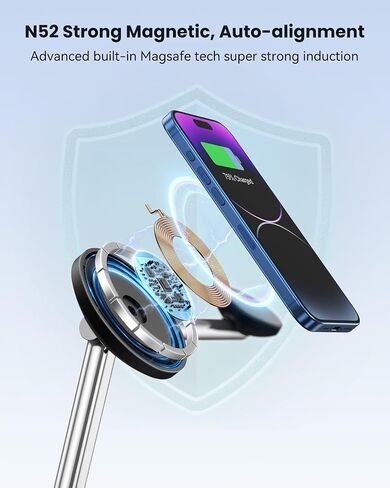 2024 Upgraded 3-in-1 Wireless Charging Station, Magnetic 15W Max Fast Charger Stand Compatible with 15/14/13/12 Series, Charger for Apple Watch, for Airpods & Multiple Devices, Black in Saudi Arabia