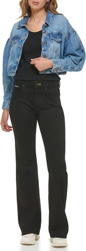 DKNY Women's Denim Fashionable Cropped Jeans Jacket in Saudi Arabia