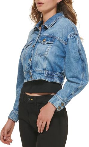 DKNY Women's Denim Fashionable Cropped Jeans Jacket in Saudi Arabia