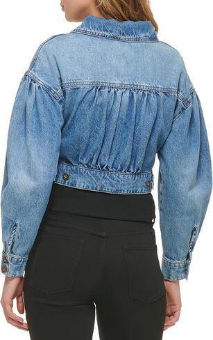 DKNY Women's Denim Fashionable Cropped Jeans Jacket in Saudi Arabia