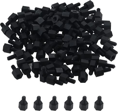 Antrader M3 x 5+6mm Nylon Male Female Thread Hex Nuts Spacer Standoff Screw PCB Pillar Black 100pcs in Kuwait