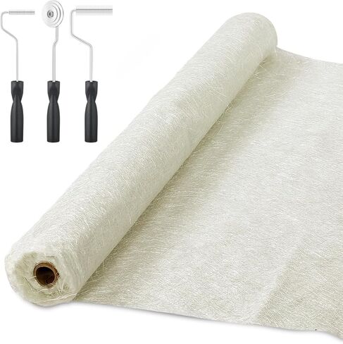 حصيرة حبلا مفرومة من الألياف الزجاجية مقاس 1.5 أونصة من تشابو، 10 ياردات × 50 بوصة لفة حصيرة قماش من الألياف الزجاجية واسعة، 3 أدوات بكرة من الألياف الزجاجية، بكرة فقاعات تصفيح من راتنج الألياف الزجاجية لإصلاح قارب حوض الاستحمام وحوض الاستحمام in Kuwait