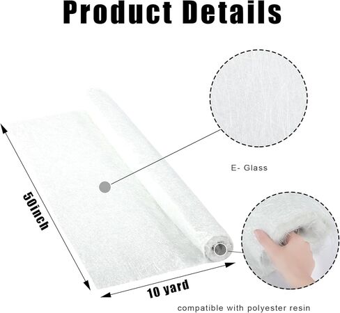 حصيرة حبلا مفرومة من الألياف الزجاجية مقاس 1.5 أونصة من تشابو، 10 ياردات × 50 بوصة لفة حصيرة قماش من الألياف الزجاجية واسعة، 3 أدوات بكرة من الألياف الزجاجية، بكرة فقاعات تصفيح من راتنج الألياف الزجاجية لإصلاح قارب حوض الاستحمام وحوض الاستحمام in Kuwait