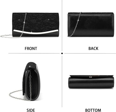 YIQUN Evening Bag Clutch Purses for Women with Chain, Sparkling Envelope Ladies Crossbody Shoulder Handbags Wedding Clutches Bags for Cocktail Prom Formal Party (Black Lace) in Saudi Arabia
