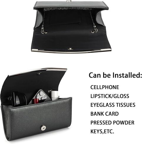 YIQUN Evening Bag Clutch Purses for Women with Chain, Sparkling Envelope Ladies Crossbody Shoulder Handbags Wedding Clutches Bags for Cocktail Prom Formal Party (Black Lace) in Saudi Arabia