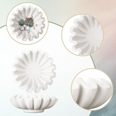Domensi Decorative Bowls for Home Decor HandCrafted Resin Fluted Ruffle Bowl Fruit Scalloped Bowl Key Bowl for Entryway Table Console Table Decor for Styling Coffee Table Bookshelf Accents (6'' Wide) in Saudi Arabia