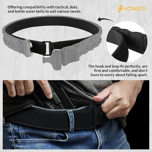 Votagoo 1.5" Inner Belt Loop Liner with Metal Buckle, EDC Inner Belt for Duty Belt CCW Gun Fits 1.75"-2" Loop Outer Belt in Saudi Arabia