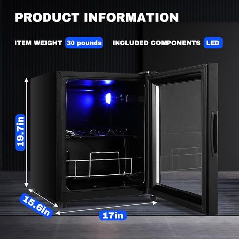 EUASOO 75 علبة مشروبات، ثلاجة تبريد النبيذ، ثلاجة صغيرة صغيرة قائمة بذاتها، مبرد مشروبات مع باب زجاجي رفوف قابل للتعديل لصودا البيرة أو النبيذ، مكتب مثالي للمنزل أو البار باللون الأسود in Kuwait