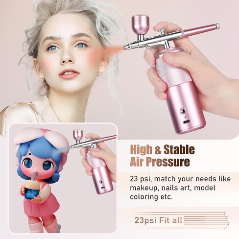 OKUPAN Nail Airbrush Machine - Cordless Airbrush Kit with Compressor - Portable Airbrush for Nails, Cake Cookies Decorating, Makeup, Barber, Model Painting (Pink) in Saudi Arabia