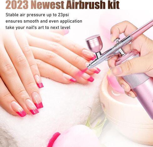 OKUPAN Nail Airbrush Machine - Cordless Airbrush Kit with Compressor - Portable Airbrush for Nails, Cake Cookies Decorating, Makeup, Barber, Model Painting (Pink) in Saudi Arabia