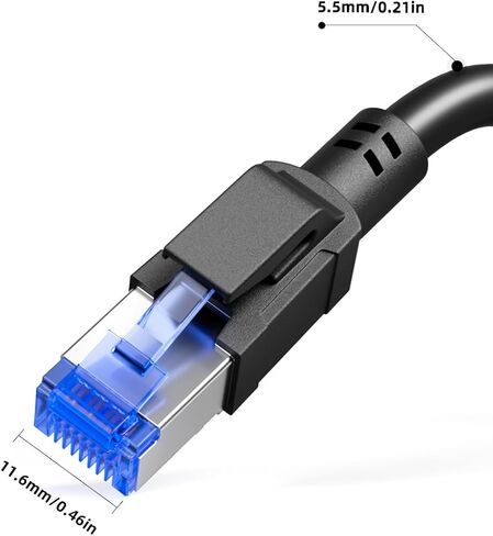 Ercielook CAT8 Ethernet Cable High Speed, 2ft Heavy Duty 40Gbps 2000Mhz Internet Cord with RJ45 Connectors for Modem Gaming PC PS5 Xbox Router in Saudi Arabia
