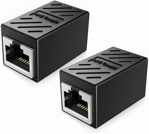 2 حزمة RJ45 مقرنة كابل إيثرنت مقرنة LAN موصل مضمنة Cat7 Cat6 Cat5e Cat5 كابل إيثرنت موسع محول أنثى إلى أنثى (أسود) in Saudi Arabia
