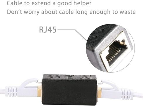 2 حزمة RJ45 مقرنة كابل إيثرنت مقرنة LAN موصل مضمنة Cat7 Cat6 Cat5e Cat5 كابل إيثرنت موسع محول أنثى إلى أنثى (أسود) in Saudi Arabia