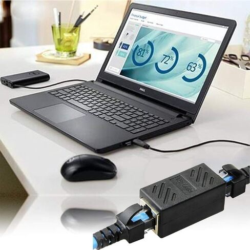2 حزمة RJ45 مقرنة كابل إيثرنت مقرنة LAN موصل مضمنة Cat7 Cat6 Cat5e Cat5 كابل إيثرنت موسع محول أنثى إلى أنثى (أسود) in Saudi Arabia