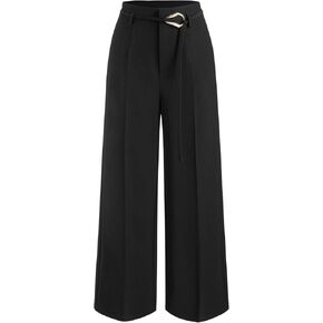 CIDER Wide Leg Pants with Pockets Mid Waist Straight Leg Trousers Belted Oversized Fit Casual Work Office Pants in Saudi Arabia