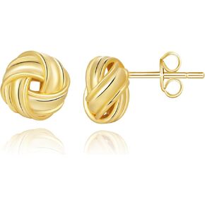 14K Gold Stud Earrings for Women Small Round Knot 18mm Earrings Hypoallergenic Twisted Design for Everyday Wear in Saudi Arabia