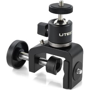 UTEBIT C Clamp Camera Mount Tripod Clamp with Mini Ball Head Desk Clamps（1/4 Thread Hole）C Clamp Mount with 1/4" Hot Shoe Compatible for Camera Woodworking Desktop in Kuwait