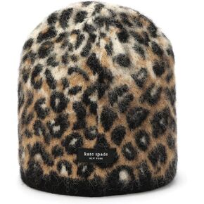 Kate Spade Women's Downtown Leopard Beanie, Stylish Hat & Fashion Accessory Cap for Cold Weather in Saudi Arabia