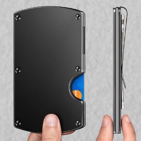 Slim Wallet,Men Wallet Money Clip Aluminum Card Holder Expandable for 12 Cards RFID Blocking in Kuwait