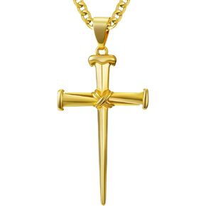 Three Nail Cross Necklace for Men 18K Gold Cross Pendant Necklace Religious Jewelry Christian Gift in Saudi Arabia
