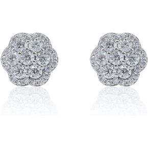 Moissanite Flower Cluster Earrings for Men & Women – 925 Sterling Silver, Diamond Tester Approved, Luxury Gift Box Included in Kuwait
