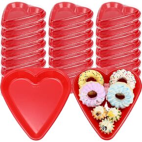 6 Pcs Red Heart Shaped Serving Tray Platter Valentine's Day Heart Disposable Plates Plastic Dessert Plates Snack Tray with Clear Lids for Valentine Party Table Decoration Fruits Dinner in Kuwait