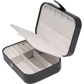 Black Jewelry Box, PU Leather Portable Travel Jewelry Case, Small Storage Holder Boxes 2 Layers Organizer for Women Rings Earrings Necklaces Bracelets(Black) in Kuwait
