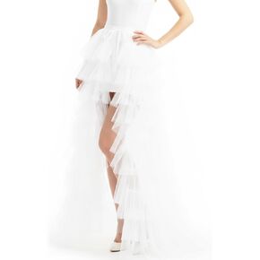 تنورة تول بيضاء قابلة للانفصال فستان زفاف طويل من التول للنساء لحفلات أعياد الميلاد وحفلات الزفاف وحفلات الكوكتيل والمهرجانات ملابس تنورة طويلة شبكية in Kuwait