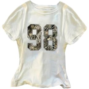 Girl's Camo Number Graphic Tees Crew Neck Short Sleeve Fitted T Shirt Sports Jersey Shirts in Saudi Arabia