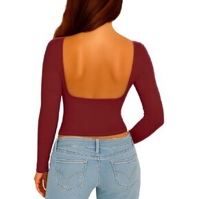 ForeFair Women Sexy Backless Long Sleeve Going Out Top Slim Fit Crewneck Open Back Y2K Fall Tops in Saudi Arabia