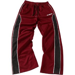 Men's Y2K Barrel Sweatpants Color Block Drawstring Wide Leg Baggy Track Pants with Pockets Streetwear in Saudi Arabia
