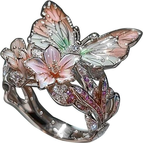 Non-fading Jewelry Accessories Gift Vintage Rings Finger Decorations Butterfly Ring Open Ring(A-Rose Gold) in Saudi Arabia