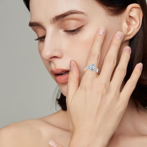 KZX Fidget Anxiety Rings for Women Moon and Star 925 Sterling Silver Spinner Rings for Anxiety Moonstone Adjustable Rings for Anxiety Star and Moon Stress Relief Rings in Saudi Arabia