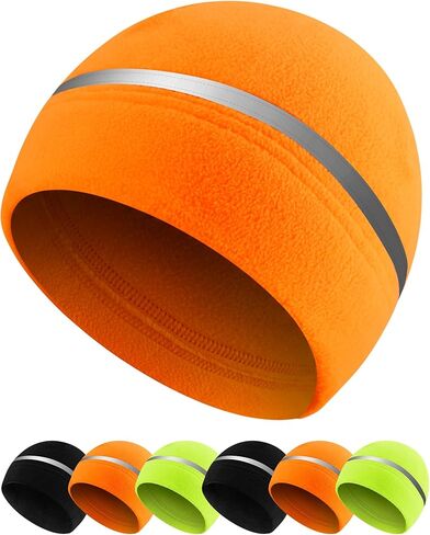 Geyoga 6 Pack High Visibility Reflective Beanie Hat with Reflective Stripe Safety Beanies Hat for Outdoor Work Sports & More(Fluorescent Green) in Saudi Arabia
