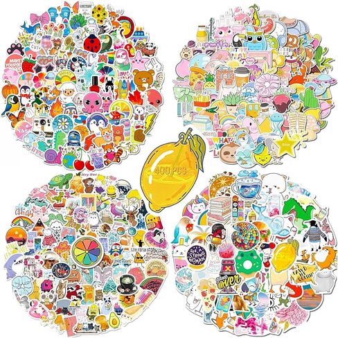 Stickers 400 Pcs, Cartoon Water Bottle Sticker, Waterproof Cute Flowers Skateboard Luggage Laptops Bumper Holiday Decorations, Accessories in Saudi Arabia