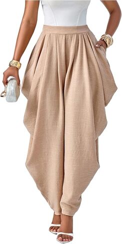 Milumia Women's Boho Baggy Harem Pants Elastic High Waist Casual Lounge Trousers with Pockets in Saudi Arabia