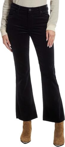 KUT from The Kloth Womens Kelsey Corduroy High-Rise Fab Ab Ankle Flare with Raw Hem in Black in Saudi Arabia