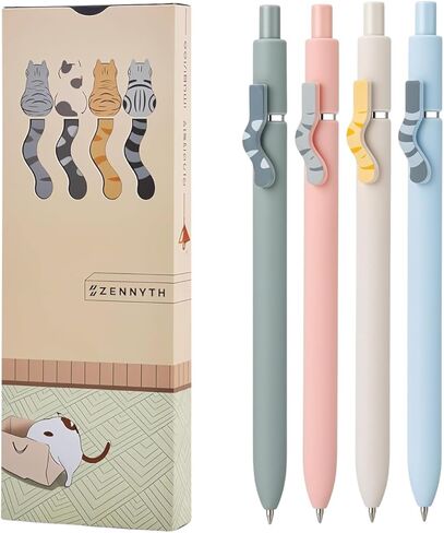 Kathy & Jiggs Cat Tail Gel Als - حزمة مزدوجة من 8 تصميمات نابضة بالحياة للكتابة ، الرسم ، اليومية. نقطة دقيقة 0.5 مم ، حبر أسود ، تدفق سلس ، تجفيف سريع ، مجموعة هدية مثالية لمحبي القط in Kuwait