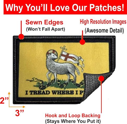 Lamb of God Jesus I Tread Where I Please Morale Patch by RedheadedTshirts | Christian Patches for Your Plate Carrier, Backpack, hat, Backpack, Rucksack, Tactical Gear 2x3 Made in The USA in Saudi Arabia