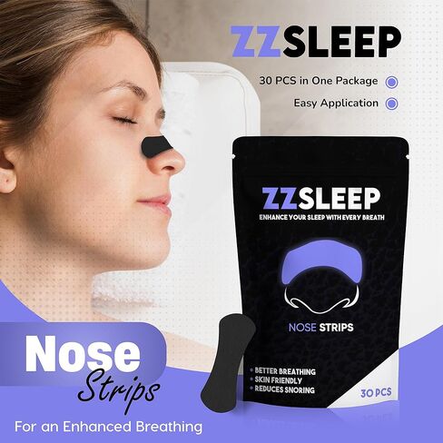 شرائط الأنف ZZSLEEP (30 شريطًا) - شرائط قوية جدًا لنوم أفضل وتخفيف الشخير وتعزيز التنفس - مثالية للرياضة والتمارين والاستخدام الليلي - شريط أنف صديق للبشرة ومقاوم للعرق in Saudi Arabia