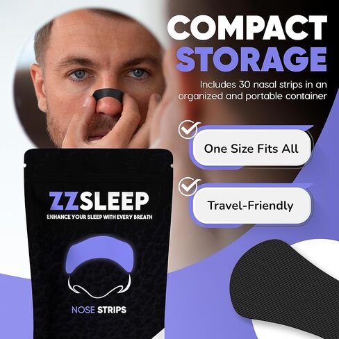 شرائط الأنف ZZSLEEP (30 شريطًا) - شرائط قوية جدًا لنوم أفضل وتخفيف الشخير وتعزيز التنفس - مثالية للرياضة والتمارين والاستخدام الليلي - شريط أنف صديق للبشرة ومقاوم للعرق in Saudi Arabia