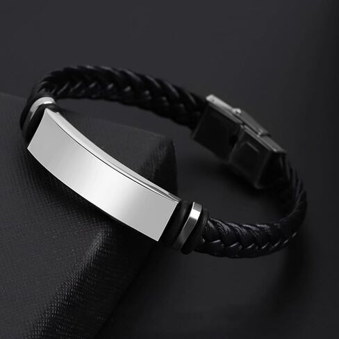 Braided Leather Bracelet for Men & Women, Black Stretch Gift for Christmas & Birthday in Saudi Arabia