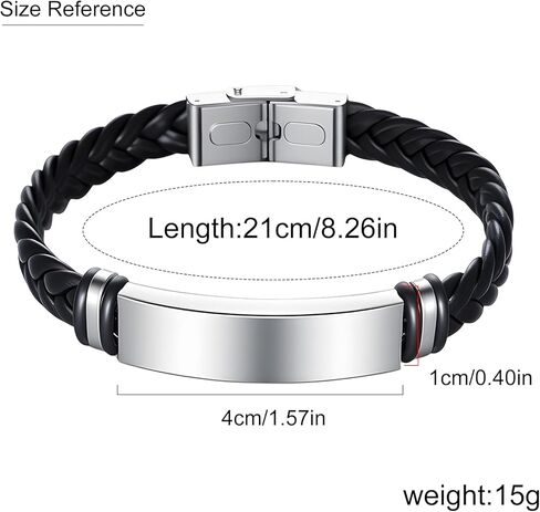 Braided Leather Bracelet for Men & Women, Black Stretch Gift for Christmas & Birthday in Saudi Arabia